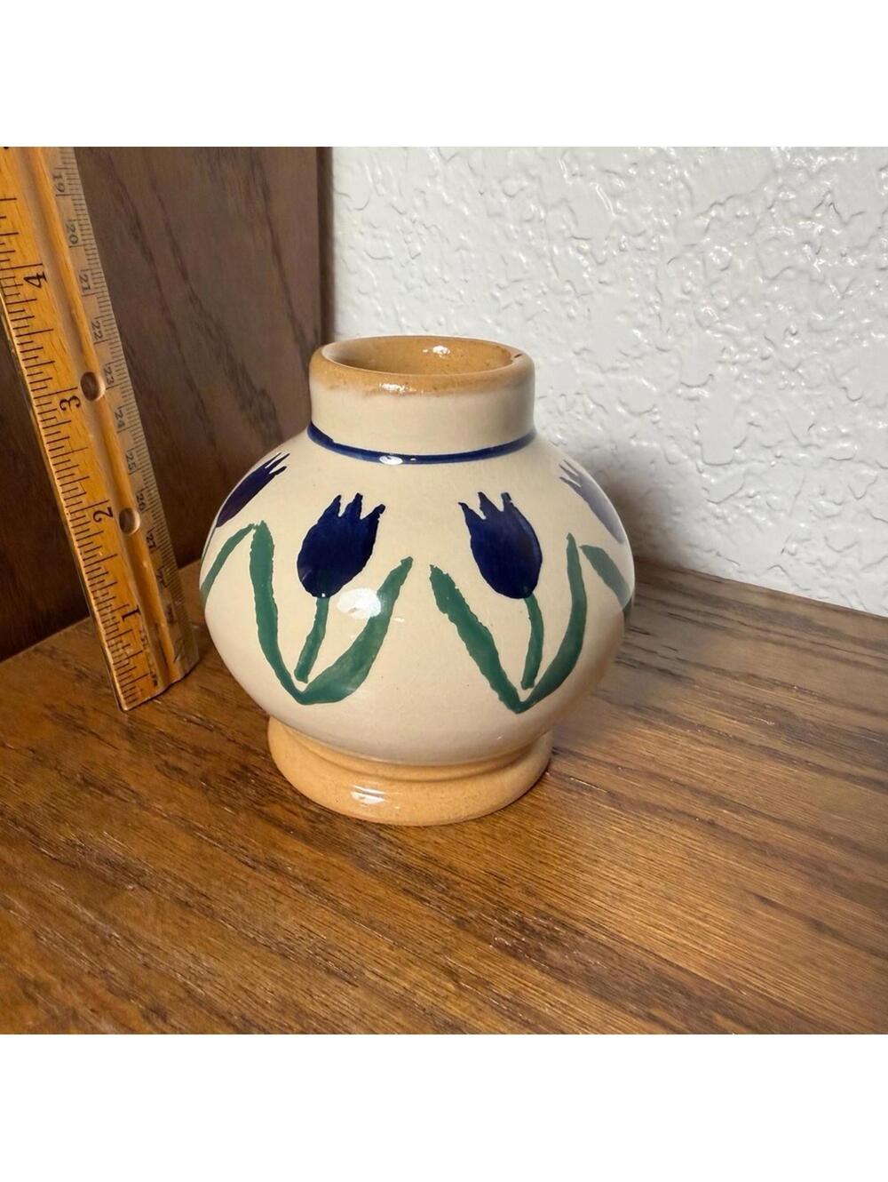 Nicholas Mosse Pottery Cobalt Blue Tulip Vase Folk Art